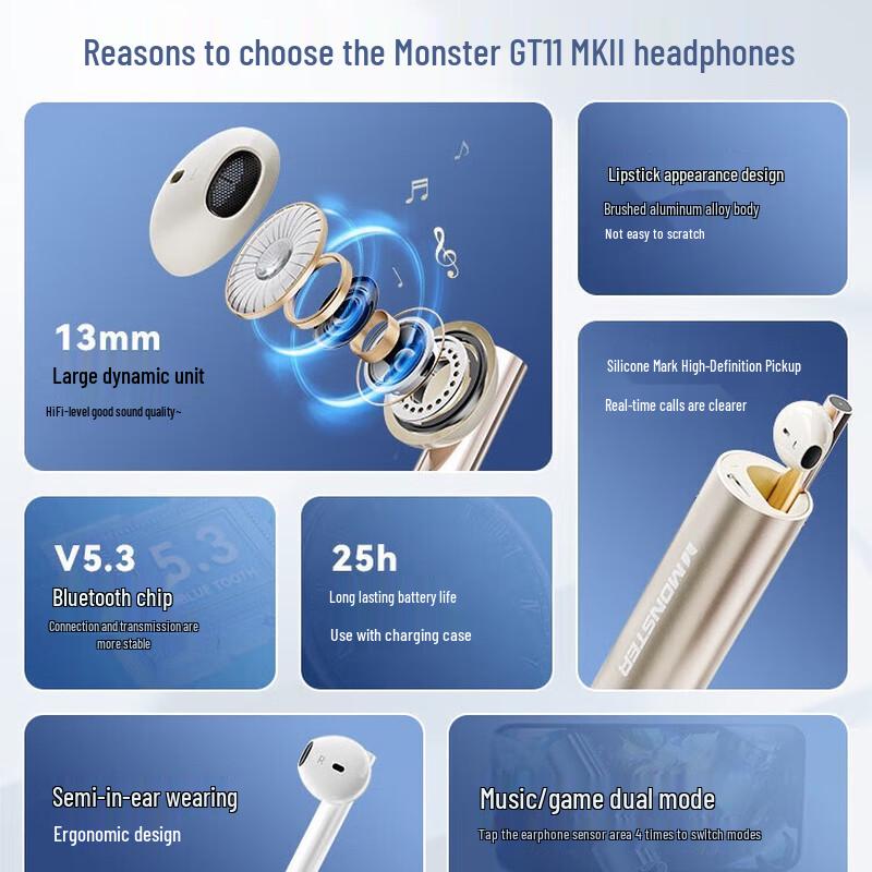 Monster GT11 MKII Wireless Bluetooth Earbuds