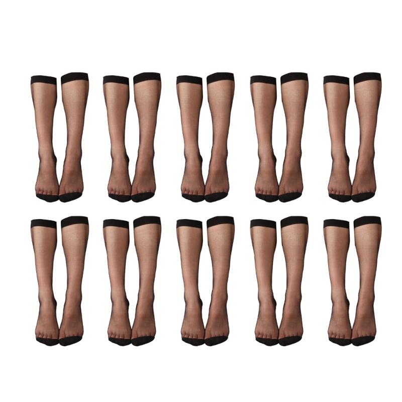 1/5/10 Pair Silky Sheer Women Over the Calf Long Socks for Office and Casual Wear Breathable Nylon Knee Length Stockings
