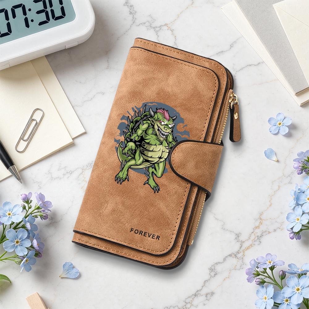 Cool Monster Pattern Long Wallet Fashion Multi Slot Card Holder Casual Portable Purse for Daily Use