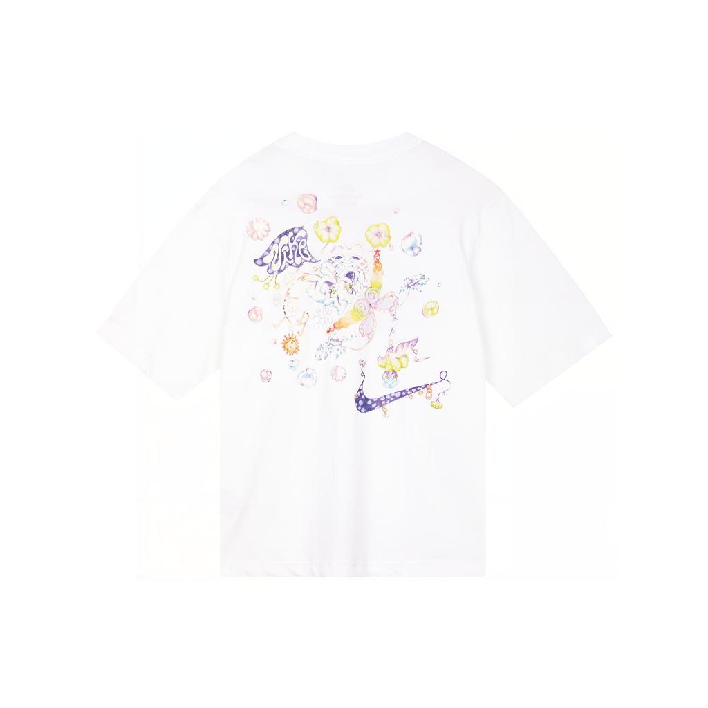New Nike Women'ss Hand-Drawn Print Crewneck T-Shirt White FD9315-100
