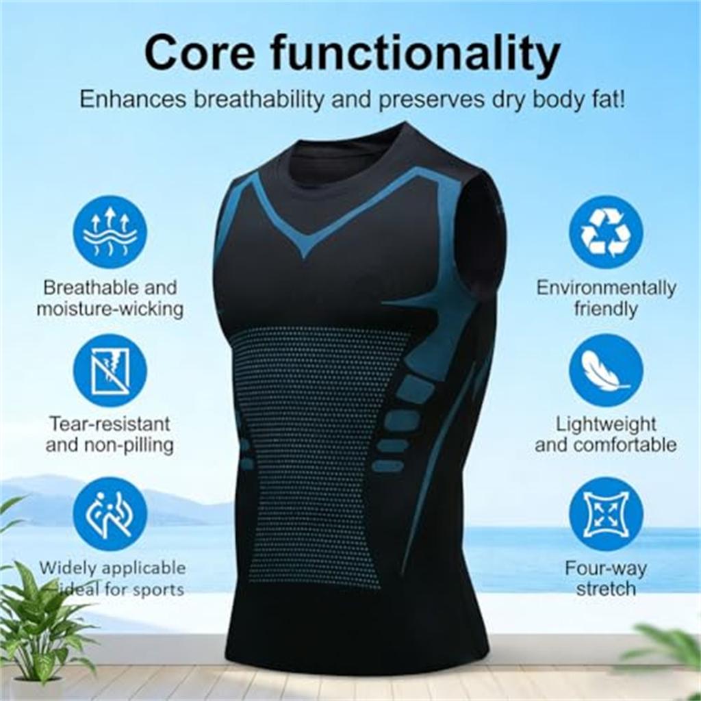Ärmelloses Kompressionsshirt für Herren Atmungsaktives Netz-Sport-Basisschicht Schnelltrocknendes Athletisches Tanktop für Training Laufen Radfahren