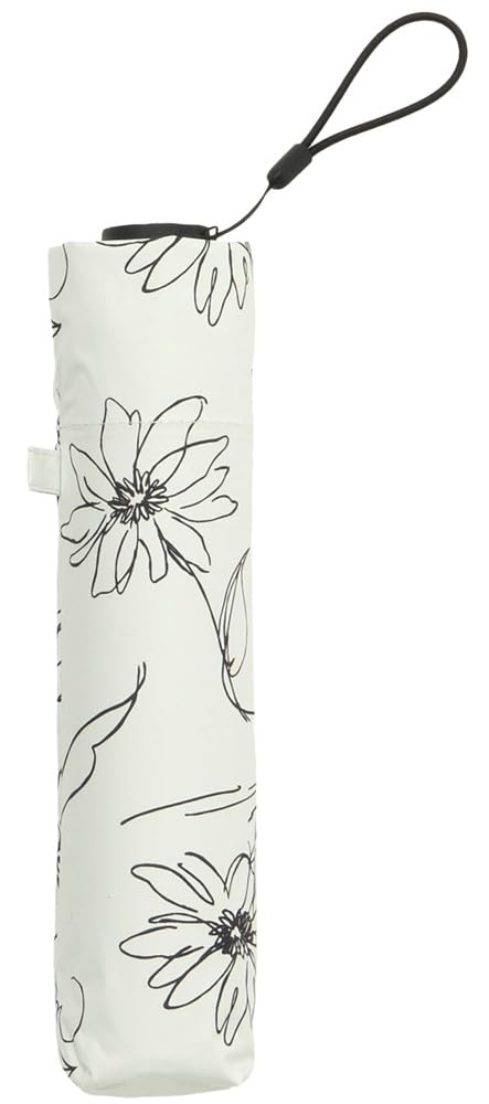Parce que Parapluie Super Pliant en PU, Fleur Légère/Ligne, Mini, Blanc, B-093985