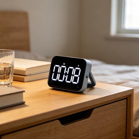 Digital Timer Easy Read LED Display Adjustable Rechargeable Countdown Countup Timer Study Kitchen Cooking Baking Timer with Dual Modes