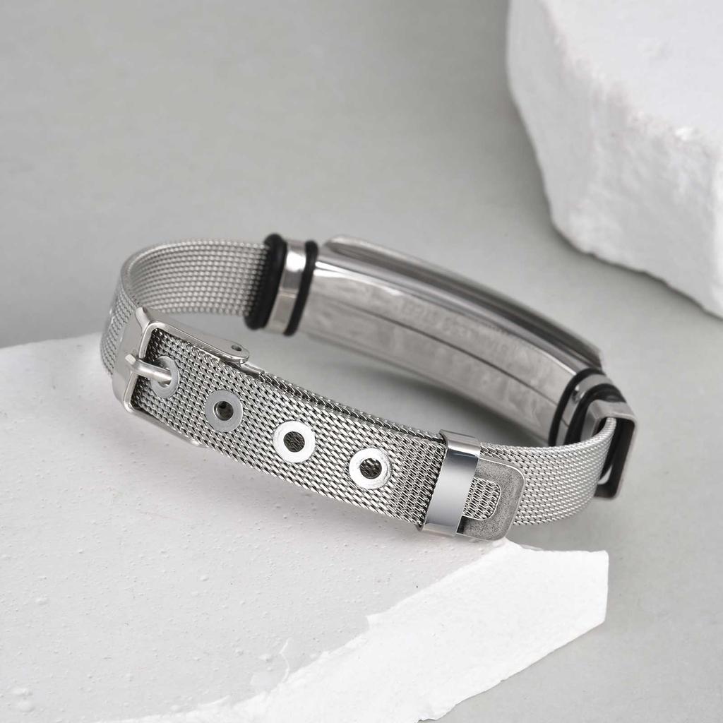 Stainless Steel Mesh Strap Bracelet Simple Clear Blank Bar Watch Accessory Causal Daily Jewelry