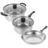 430 Stainless Steel Cookware Set Soup Pot Milk Pan Frying Pan (3 Piece Set) Strainer Noodle Stew Fettuccine Pasta Cooking