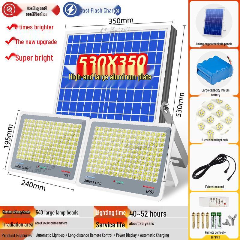 2024 Model: High-Power Solar Courtyard & Indoor Light - Super Bright, One-to-Two Street Light