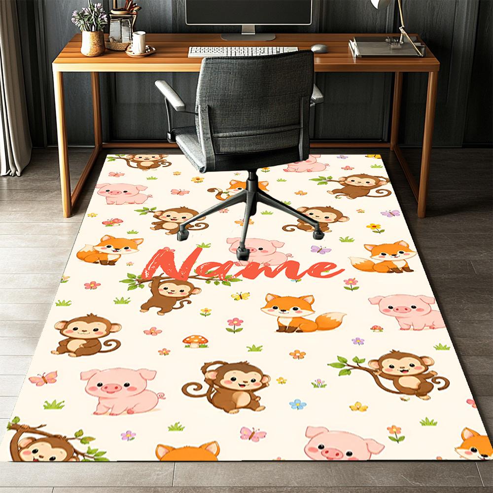 Custom Name Monkey Printed Carpet,Rug for Office Chair Living Room Bedroom Kitchen Room Decor Gifts.