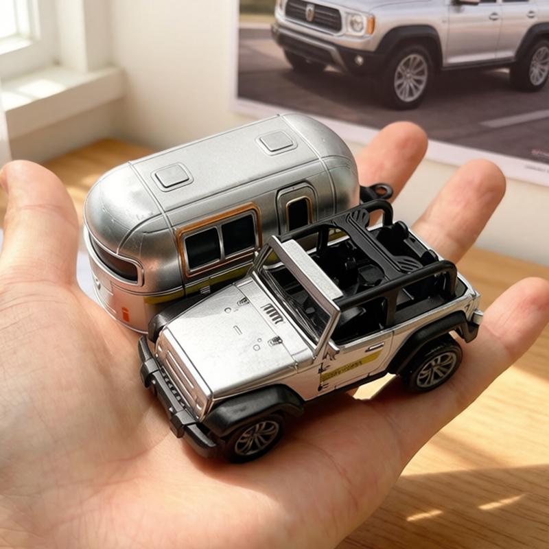1:64 Alloy Diecast Pickup Caravan Car Model Classic Pull Back Car Miniature Vehicle Replica For Collection Gift