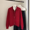 2026 Autumn/Winter Women's Pure Wool Zipper Stand Collar Knit Cardigan Sweater