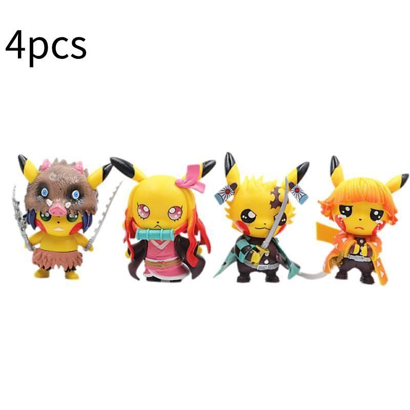 Adorable Pikachu Cosplay Demon Slayer Nezuko And Inosuke Model Toy Figure Collection