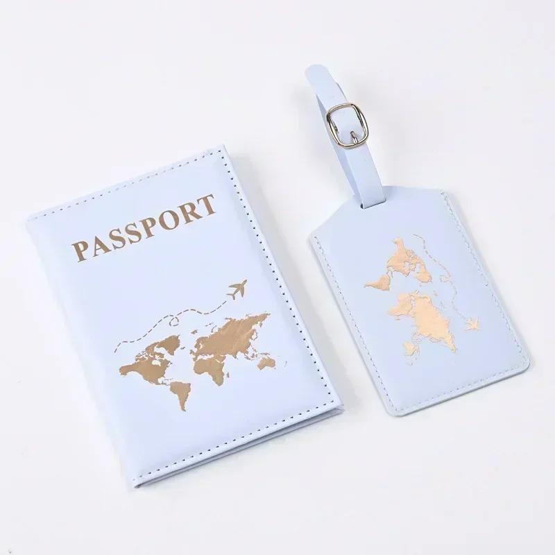 

New PU Leather Passport Covers Luggage Tag Set Passport Protector Luggage Tags Passport Wallet Travel Accessories Ticket Clip