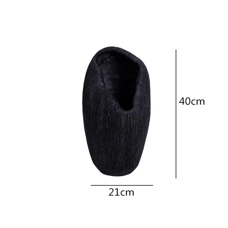Creative Resin Flower Vase Coral Texture Tray Irregular Black and White Resin Crafts Furnishings Modern Home Decoration