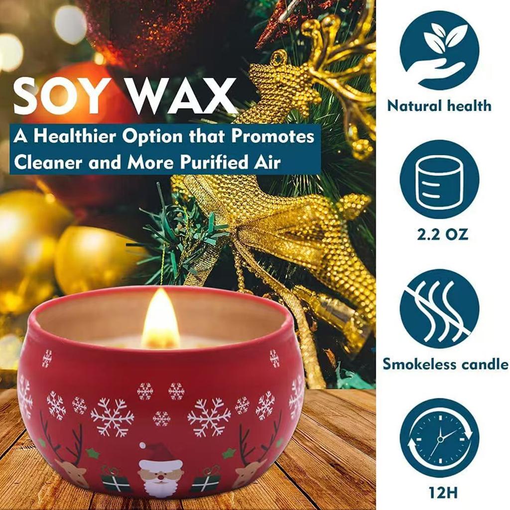Soys Blend Wax Christmas Candle Holiday Homes Decoration Gift Set With 30Hrs Burn Time And Festival Fragrances