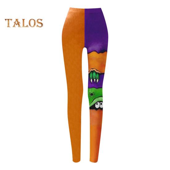 

Леггинсы на Хэллоуин средней посадки с эластичным поясом, облегающие, в стиле пэчворк, цветные облегающие брюки, наряд для косплея для девочек, колготки XXXL B