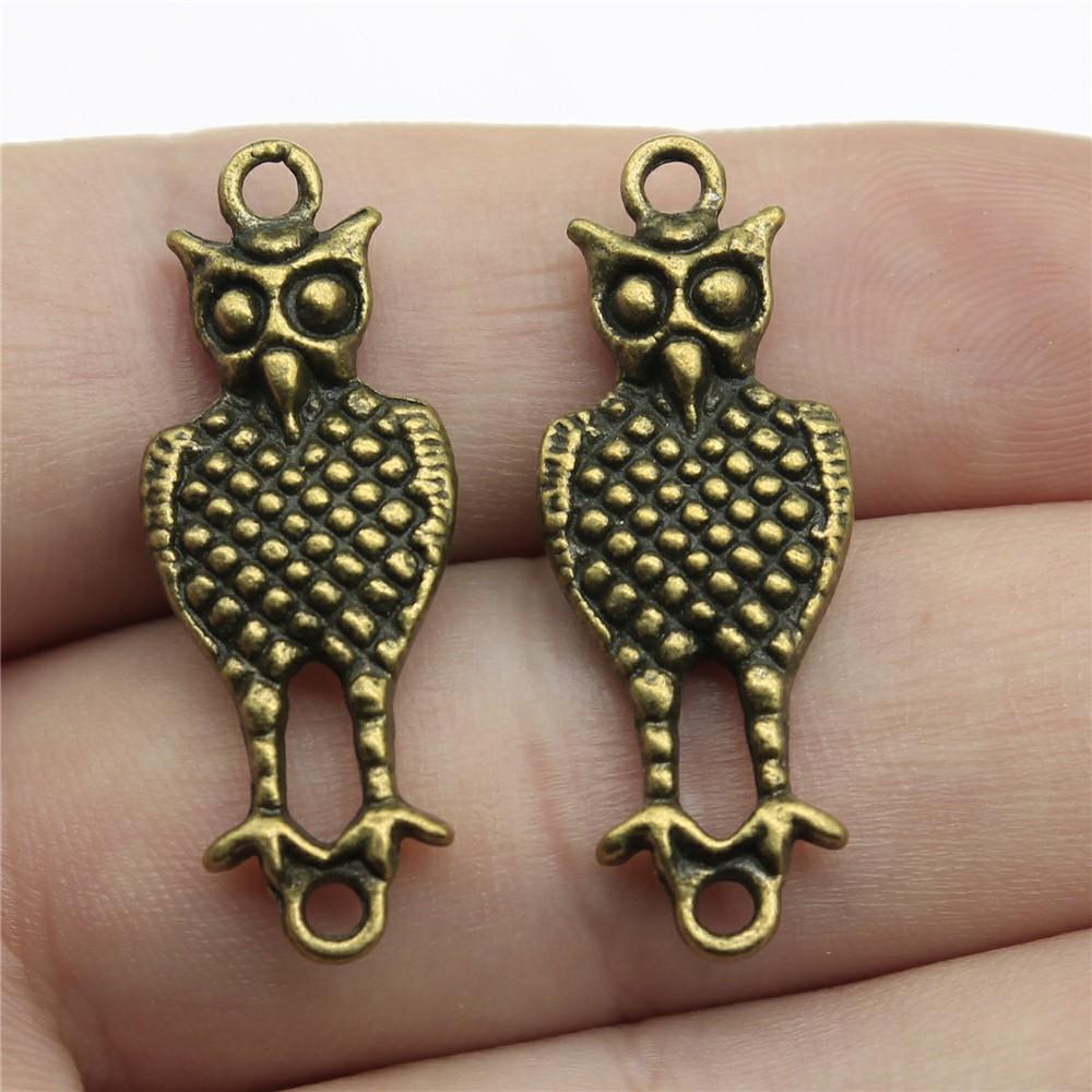 10pcs Vintage Antique Bronze Color Plated Owl Charms Pendant For Necklace Keychain Making DIY Crafts