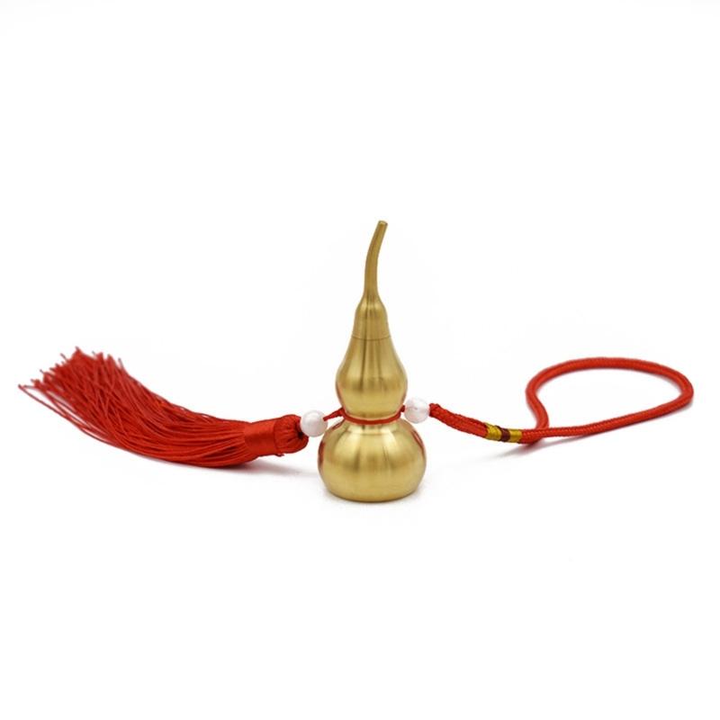 Antique Copper Gourd Hanging Decors Metal Ornament Lucky Tassels Charm Perfect for Living Room Office Car Interior