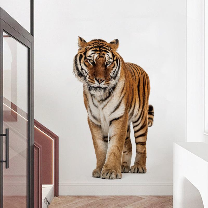 

Наклейки на стены с изображением животных джунглей, детская комната, спальня, стикер на стену с героями мультфильмов, тигр, жираф, слон, лев, палевый, лиса, наклейки, домашний декор as pic