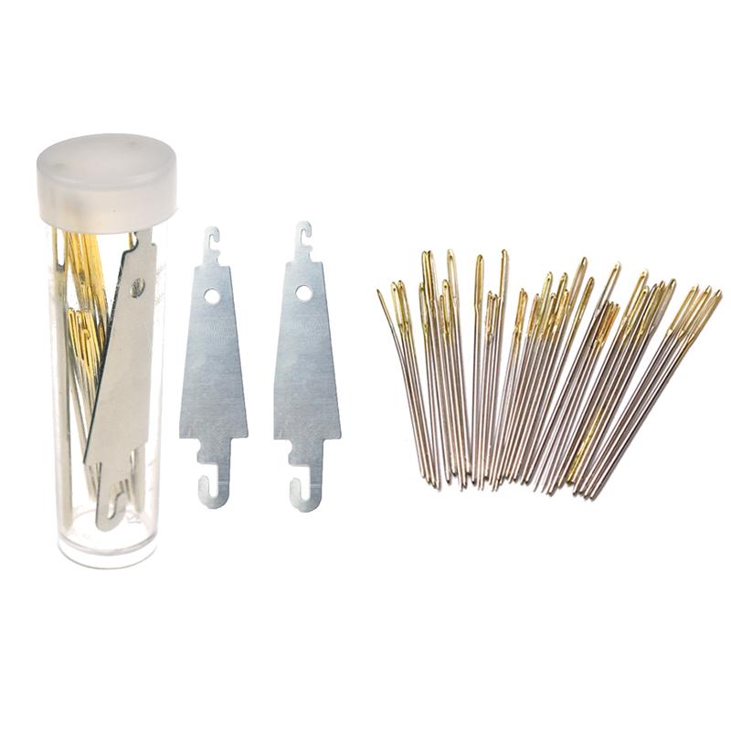 30pcs 3.4cm 3.7cm 4.1cm Embroidery Cross Stitch Needles Hand Sewing Needles Gold Eye  With Threaders Home DIY Sewing Accessories