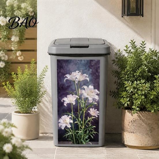 Mülleimer Aufkleber Wasserdichte Blumen Aufkleber Florale Aufkleber, Selbst?Klebende Mülltonnen-Aufkleber, Vintage-Muster-Dekor für Outdoor-Aufbewahrungsboxen