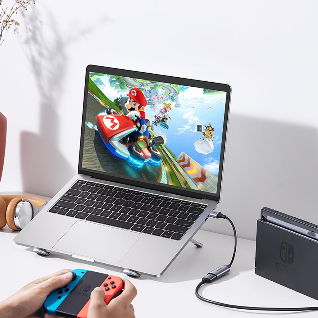 Ugreen CM489 HDMI Female to USB-A/USB-C Male Adapter, Gray