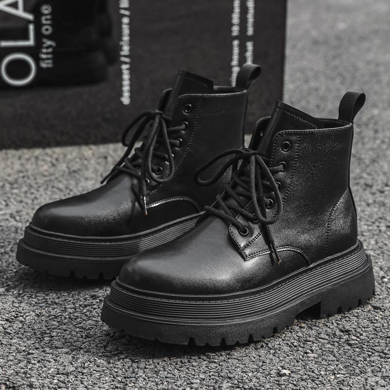 

2025 new men s versatile lace-up Martin boots casual trend big head thick sole heightening tooling boots 56734-J 38 чёрный