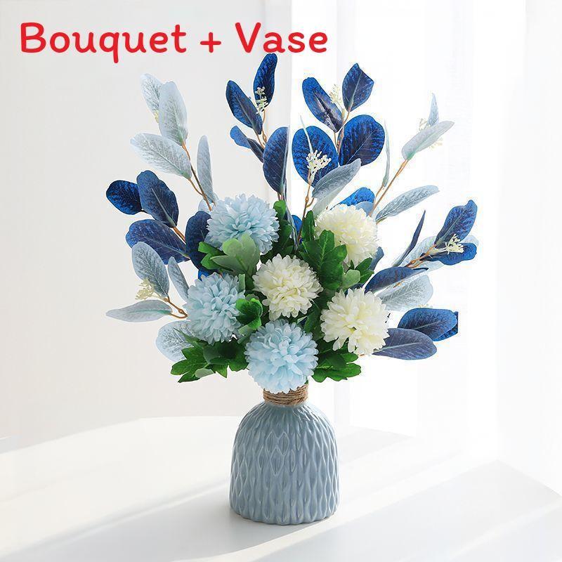 Artificial Faux Hydrangea Flowers With Vase For Garden Party Wedding Decoration