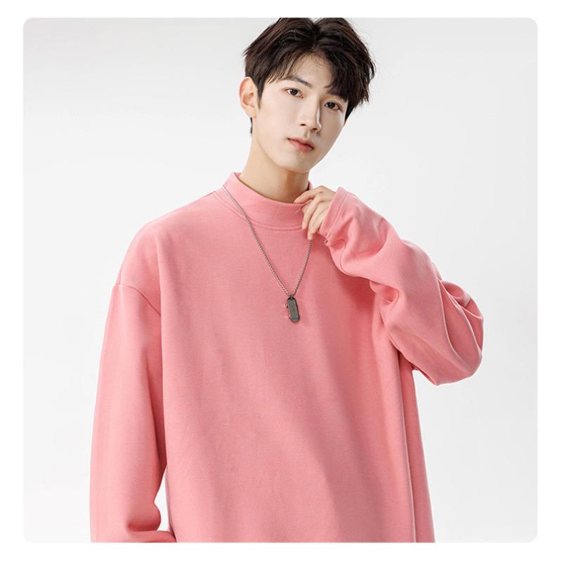 Long Sleeve T-Shirt Men's Spring, Autumn and Winter Japanese Trendy Brand Hatless Pullover High Neck Men's Fleece Sweater