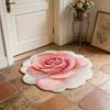 3D Flower Area Rug Absorbent Quick Dry Irregular Plush Floral Floor Mat Washable Non-slip Living Room Bedroom Bathroom Kitchen Decoration Carpet