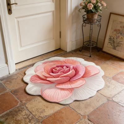 Yousheng 3D Flower Area Rug Absorbent Quick Dry Irregular Plush Floral Floor Mat Washable Non-slip Living Room Bedroom Bathroom Kitchen Decoration