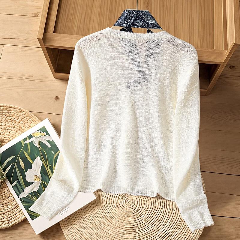 Women's V-Neck Single-Breasted Knit Cardigan