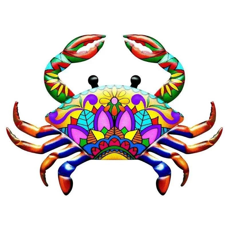 Crafts Iron Art Artwork Statue Sculpture Metal Crab Wall Art Hanging Ornament Garden Decoration  Home Decoration Indoor Outdoor