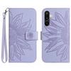 For Samsung Galaxy M36 5G Case Sunflower Imprint Leather Wallet Phone Cover with Wrist Strap