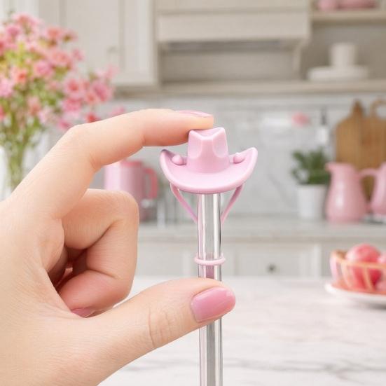 2Pcs Silicone Straw Cover, 8mm Wide Mouth Straw Cap for 30/40oz Tumbler, Cowboy Hat Shape Dustproof Plugs, Cute Drinking Straw Topper Accessories
