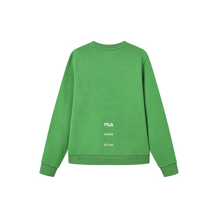 Fila Simple Letter Floral Round Neck Casual Knit Pullover Sweatshirt Women Sweatshirt Green F11W248211F-GN