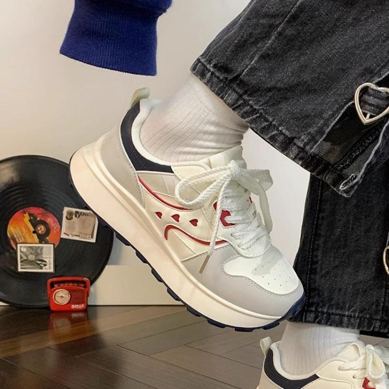 High-value Sports Women's New Thick-soled Heightening Simple Dad Shoes Versatile Korean Version of Casual Soft-soled Breathable Forrest Gump Shoes