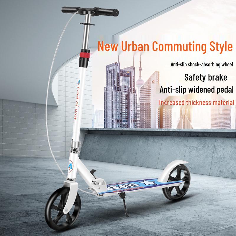 Foldable Two-Wheel Scooter for Adults & Kids - Starry Black with Dual Brakes