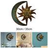 Artistic Sun Moon Metal Wall Art Wall Sculpture Celestial Artwork Home Display for Yard Living Room Outside Ornament Kitchen