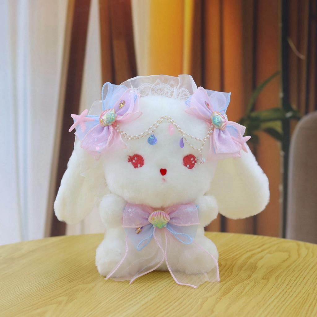 Adorable Rabbit Soft Plush Animal With Shell Ribbon For Childrens Idea Gift