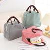Striped Simple Insulated Lunch Bag Portable Handheld Storage Cooler Tote