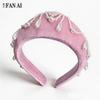 Vintage Velvet Red Rhinestone Wide Headband Crown Hair Accessory Halloween Gothic Bride Costume
