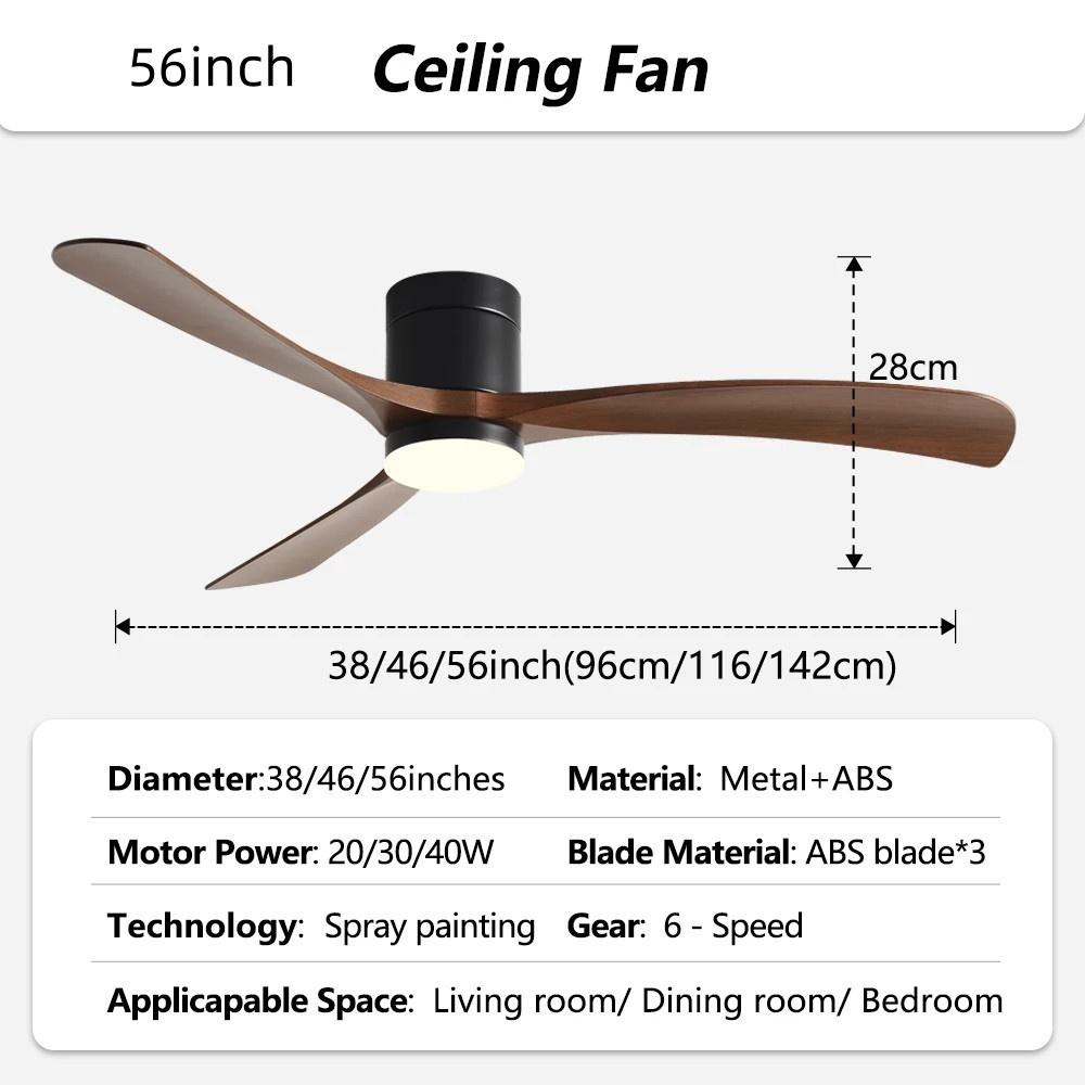 46-56" Low-Profile Electric Fan Light Household Integrated LED Lighting Fan Living Room ABS Blades Ceiling Fan Lamp