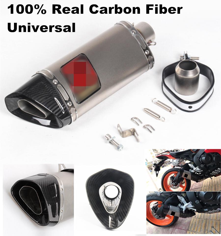 1PC 51MM Inlet Real Carbon Fiber Motorcycle Pipe Muffler For R6 R1 CBR500 Z750