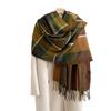 High-end niche striped plaid warm scarf autumn and winter couple fashion trend imitation cashmere fringed shawl