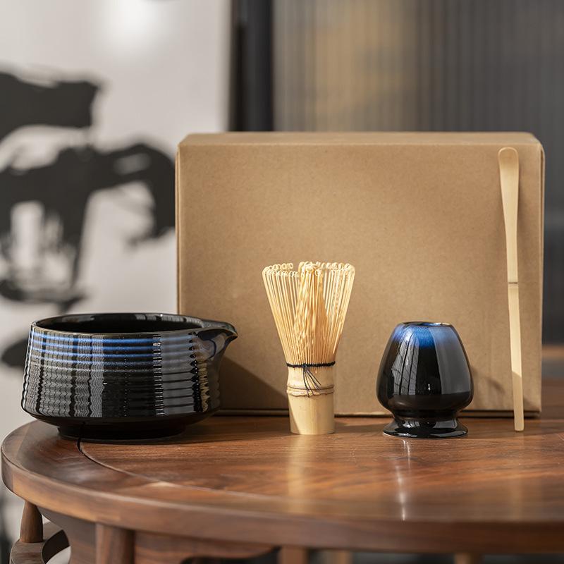 4Pcs/Set Japanese Matcha Tea Set Bamboo Matcha Whisk Scoop and Holder Matcha Bowl Tea Maker Tool Set Ceremony Accessories New