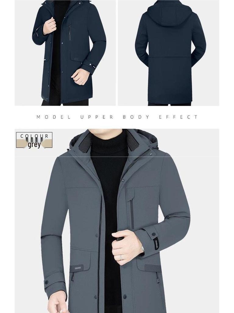 Pierre Cardin Men's Mid-Length Goose Down Jacket with Removable Liner - Thickened, Warm Winter Outerwear.