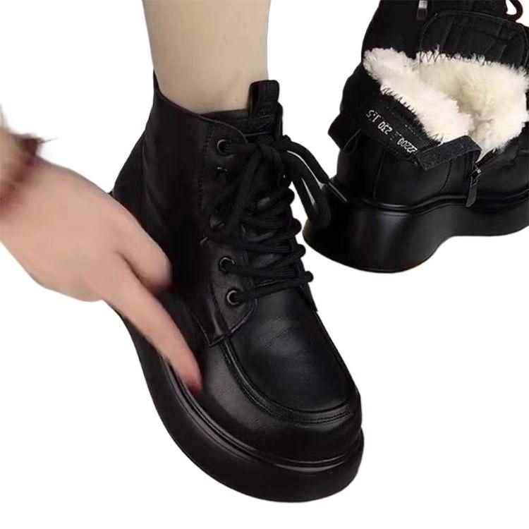 New 2025 winter cotton boots, piled and thickened Martin boots for women, thick-soled non-slip short boots, warm and cold-proof snow boots for women