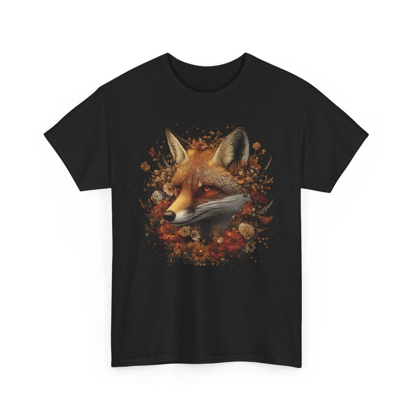 Fall Aesthetic T-Shirt | Autumn Leaves Pumpkin Spice| Fox Head Flowers Floral S