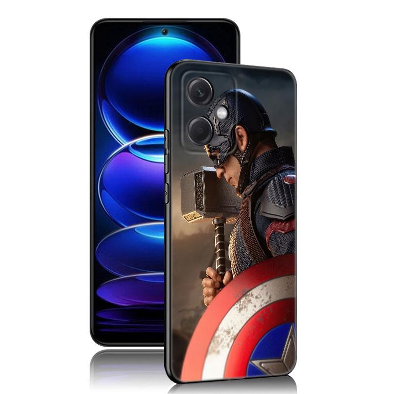 Captain America Black Silicone Phone Case For Xiaomi Redmi Note 10 11 11S 12 13 4G 8 9 11T Pro 5G Plus 8T 9S 10S 12S