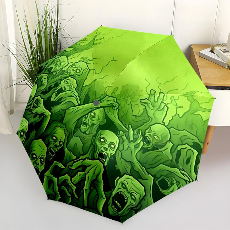 

1PC Zombie Swarm Automatic Folding Umbrella - Compact 8-Rib Design, Durable Plastic & Iron, Lightweight for Outdoor Daily Use, Festive Gift061