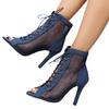 European and American new fine heel mesh fashion cross-lace-up sexy high heel large size women's shoes 20252025